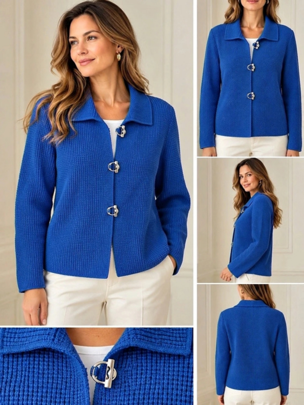 Saint James Vintage Wool Cardigan in Blue, Size Medium. Made In France